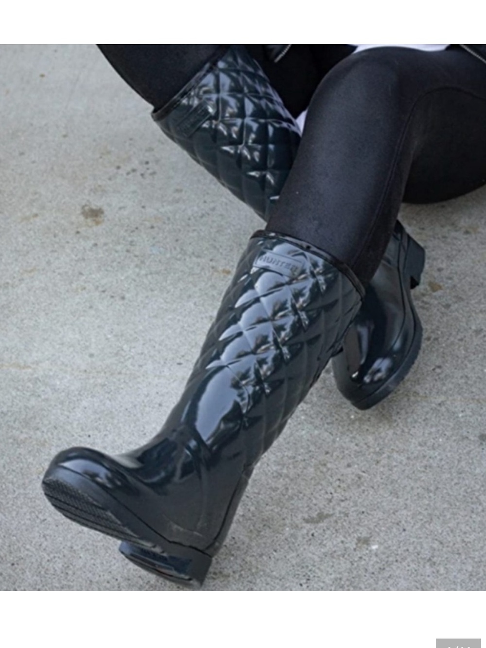 Hunter Women's Refined Gloss Quilted Rain tall Boots new